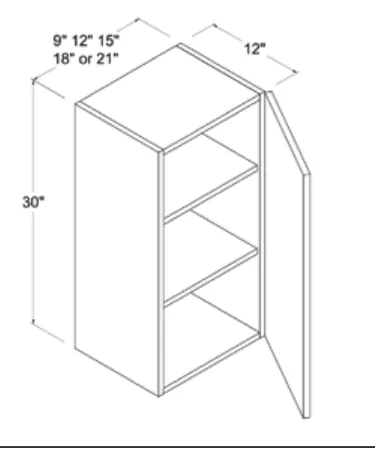 Wall Cabinet Single Door dimension diagram