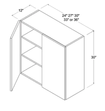 Wall Cabinet Double Doors dimension diagram