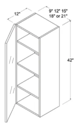 Wall Cabinet Single Glass Door dimension diagram
