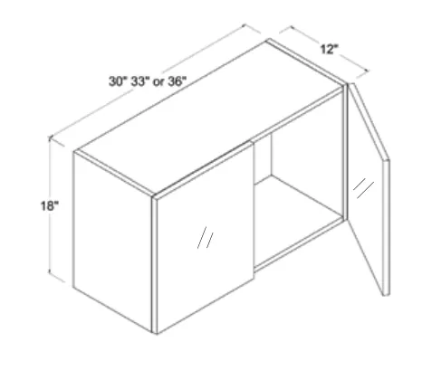 Wall Cabinet Double Glass Doors dimension diagram