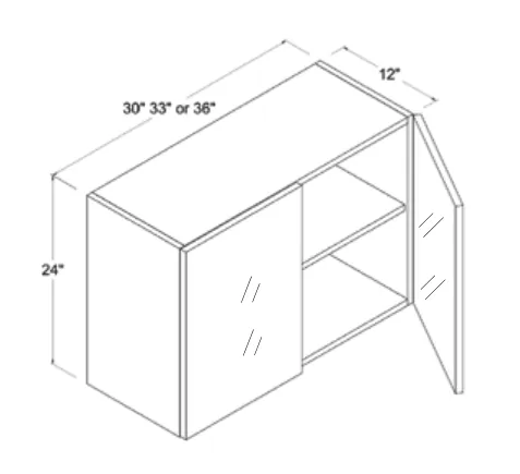 Wall Cabinet Double Glass Doors dimension diagram