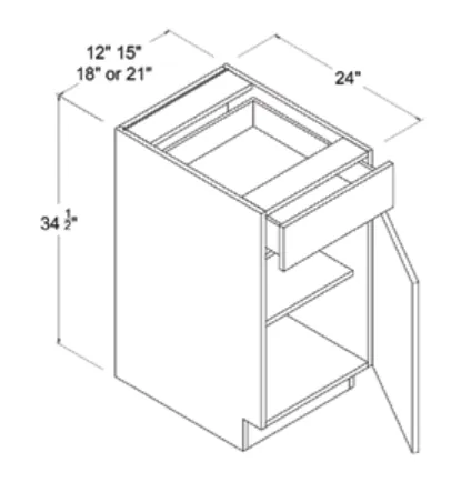 Base Cabinet Single Door dimension diagram