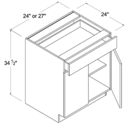 Base Cabinet Double Doors dimension diagram