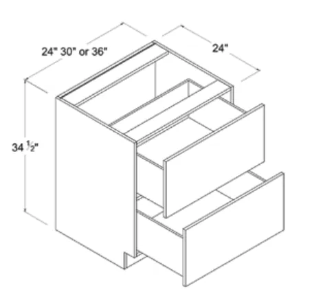 Two Drawer Base dimension diagram