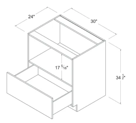 Microwave Base Cabinet dimension diagram
