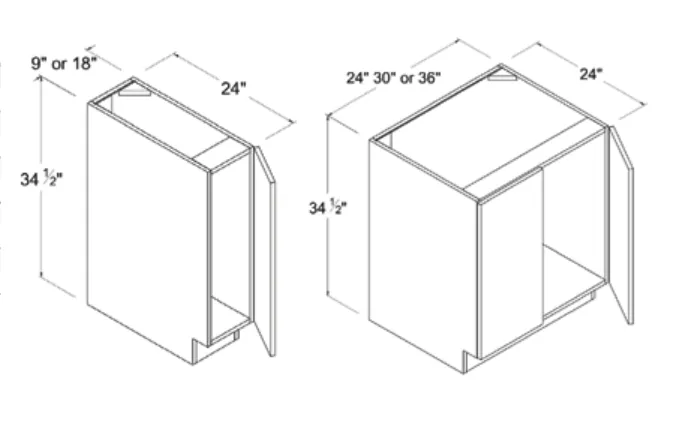 Full Height Door Base Cabinet dimension diagram