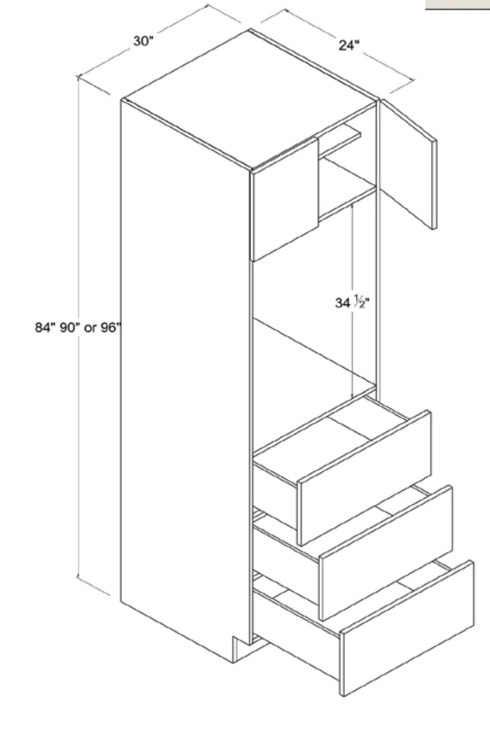 Single Oven Pantry dimension diagram