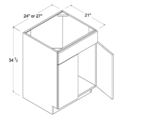 Vanity Sink Base dimension diagram
