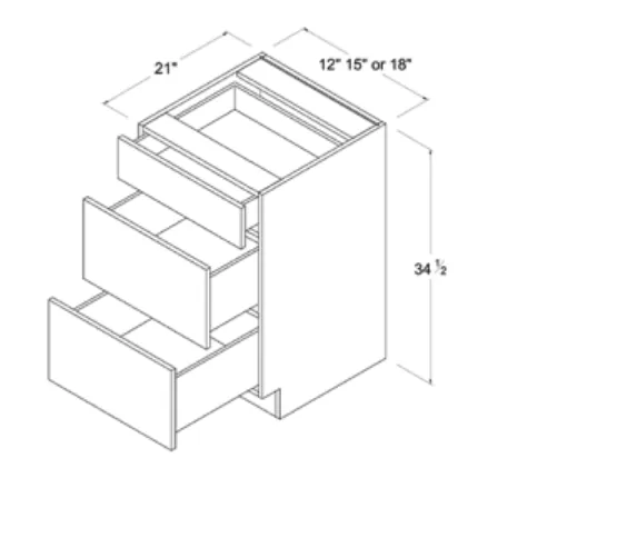 Vanity Drawer Base dimension diagram