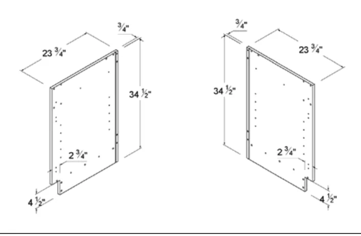 Finished Side Base Panel dimension diagram