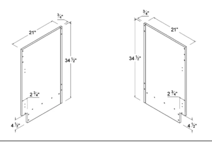 Finished Side Vanity Panel dimension diagram