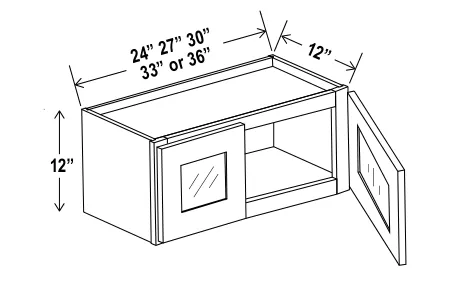 Wall Cabinet Double Glass Doors dimension diagram
