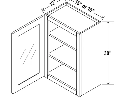 Wall Cabinet Single Glass Door dimension diagram
