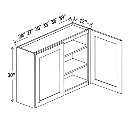 Wall Cabinet Double Doors dimension diagram
