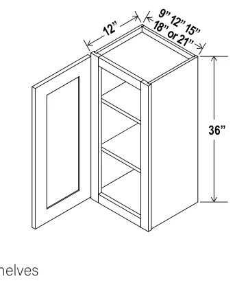 Wall Cabinet Single Door dimension diagram