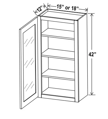 Wall Cabinet Single Glass Door dimension diagram