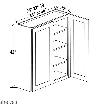 Wall Cabinet Double Doors dimension diagram