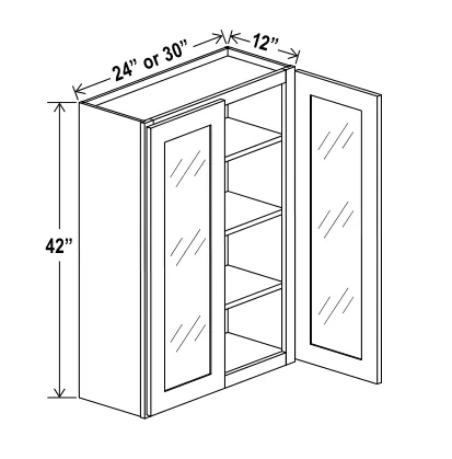 Diagonal Corner Double Glass Door dimension diagram