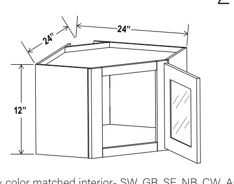 Diagonal Corner Wall Glass Door dimension diagram