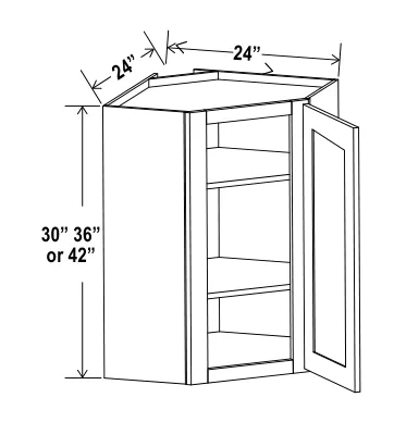 Diagonal Corner Wall Single Door dimension diagram