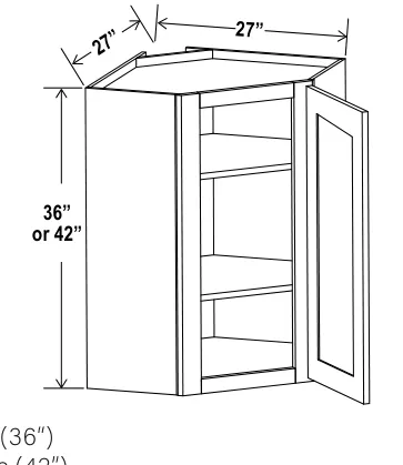 Diagonal Corner Wall Cabinet dimension diagram