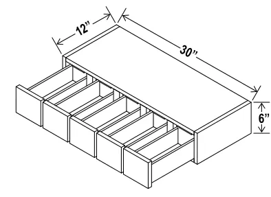 Wall Spice Drawer dimension diagram