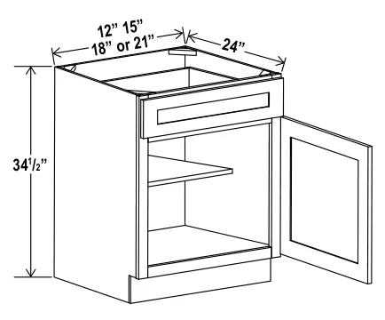 Base Cabinet Single Door dimension diagram