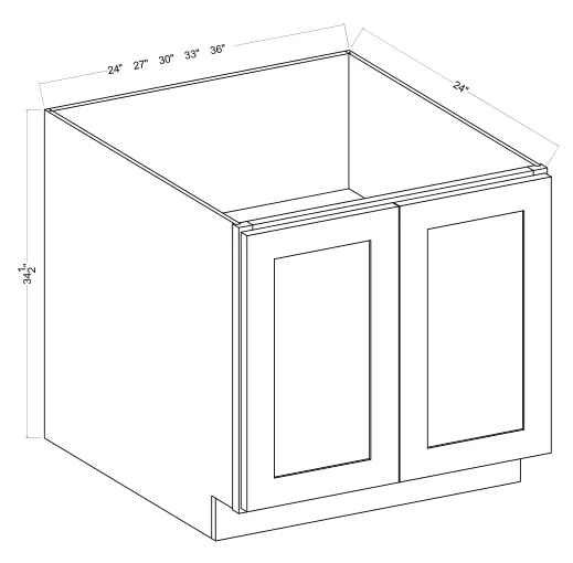 Base Cabinet Full Height Double Door dimension diagram