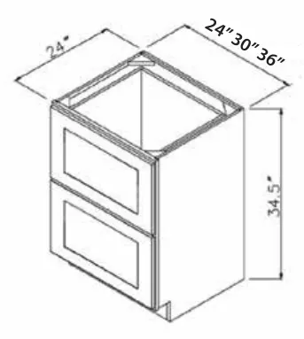 Two Drawer Base dimension diagram