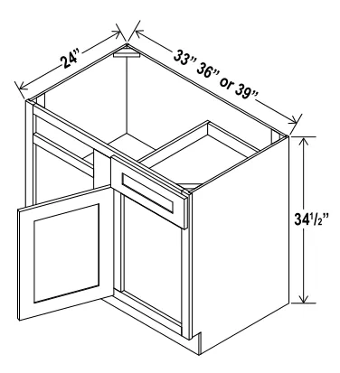 Blind Corner Base Cabinet dimension diagram