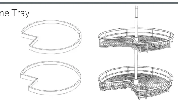 Wood Tray / Chrome Tray dimension diagram