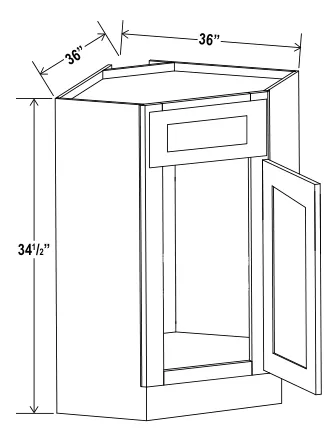 Corner Sink Base Cabinet dimension diagram