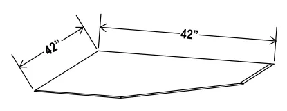 Corner Sink Base Floor dimension diagram