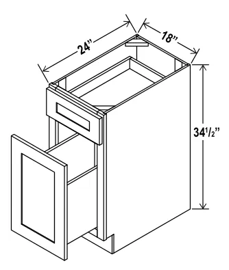 Base Waste Basket Cabinet dimension diagram