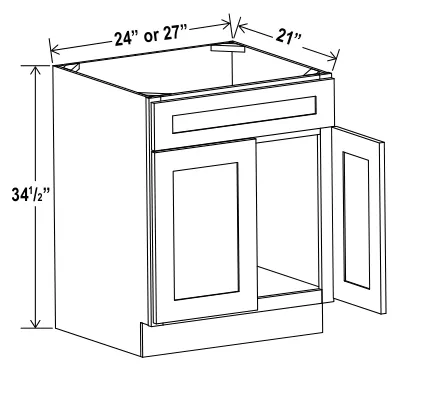Vanity Sink Base dimension diagram