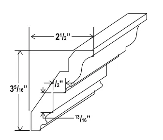 Inset Crown Moulding dimension diagram