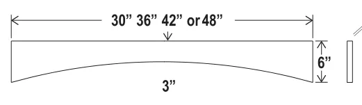 Arched Valance dimension diagram