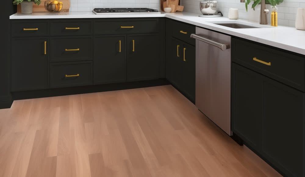 Iron Black kitchen cabinets shown in a finished kitchen — iron black doors