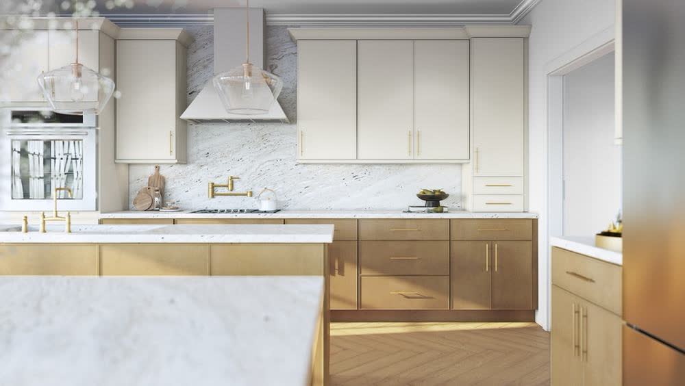 Matt Ivory kitchen cabinets shown in a finished kitchen — matte ivory doors