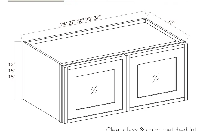 Wall Cabinet Double Glass Doors dimension diagram