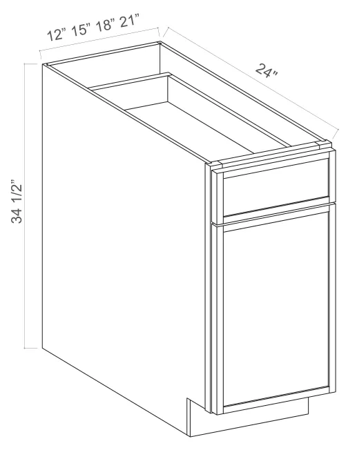 Base Cabinet Single Door dimension diagram