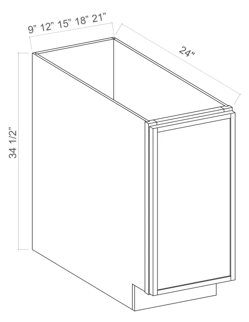 Base Cabinet Full High Single Door dimension diagram