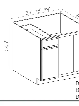 Blind Corner Base Cabinet dimension diagram