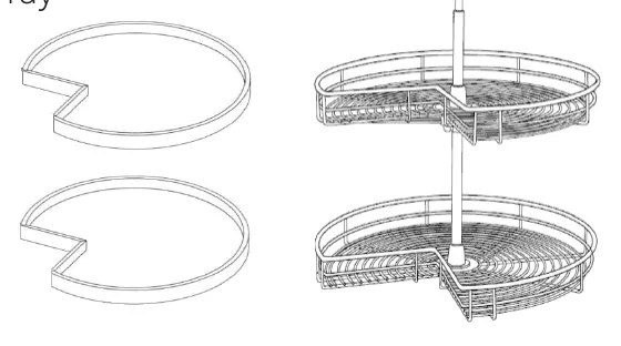 Wood Tray / Chrome Tray dimension diagram