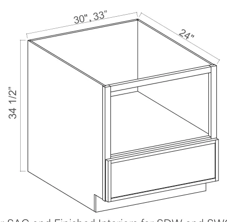 Microwave Base Cabinet dimension diagram