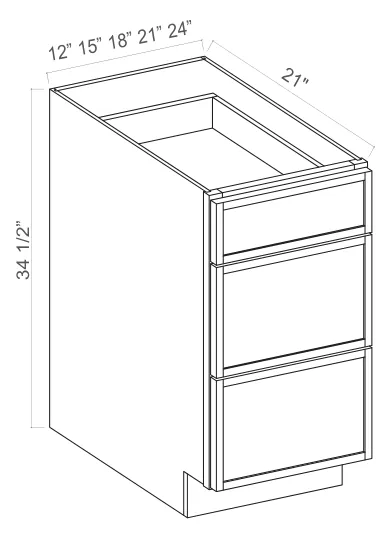 Vanity Drawer Cabinet dimension diagram