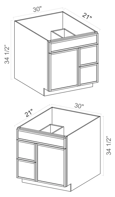 Vanity Combo Cabinet dimension diagram