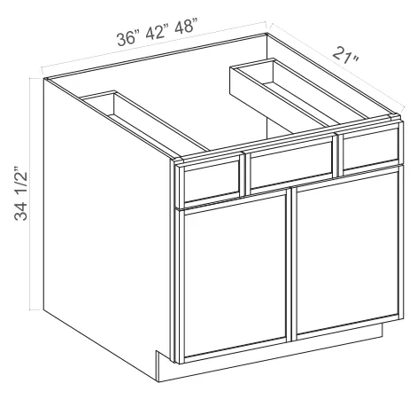 Vanity Sink Drawer Base Cabinet dimension diagram