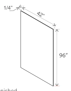Finish Plywood Panel dimension diagram