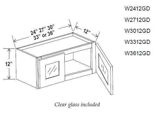 12" HIGH GLASS DOOR WALL CABINETS
